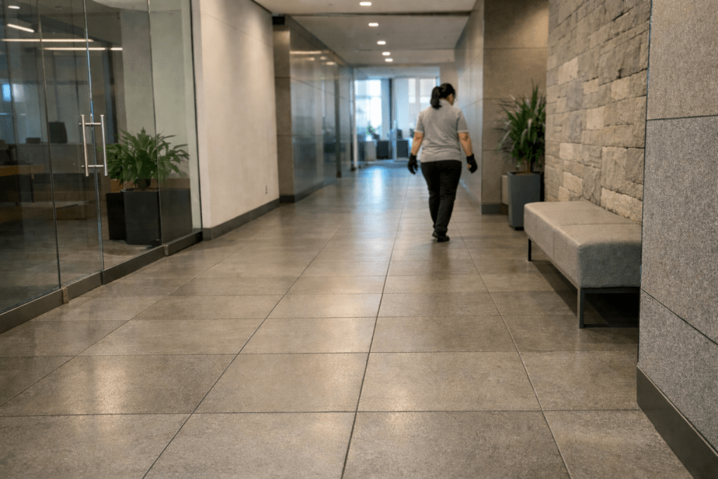 Modern office hallway interior